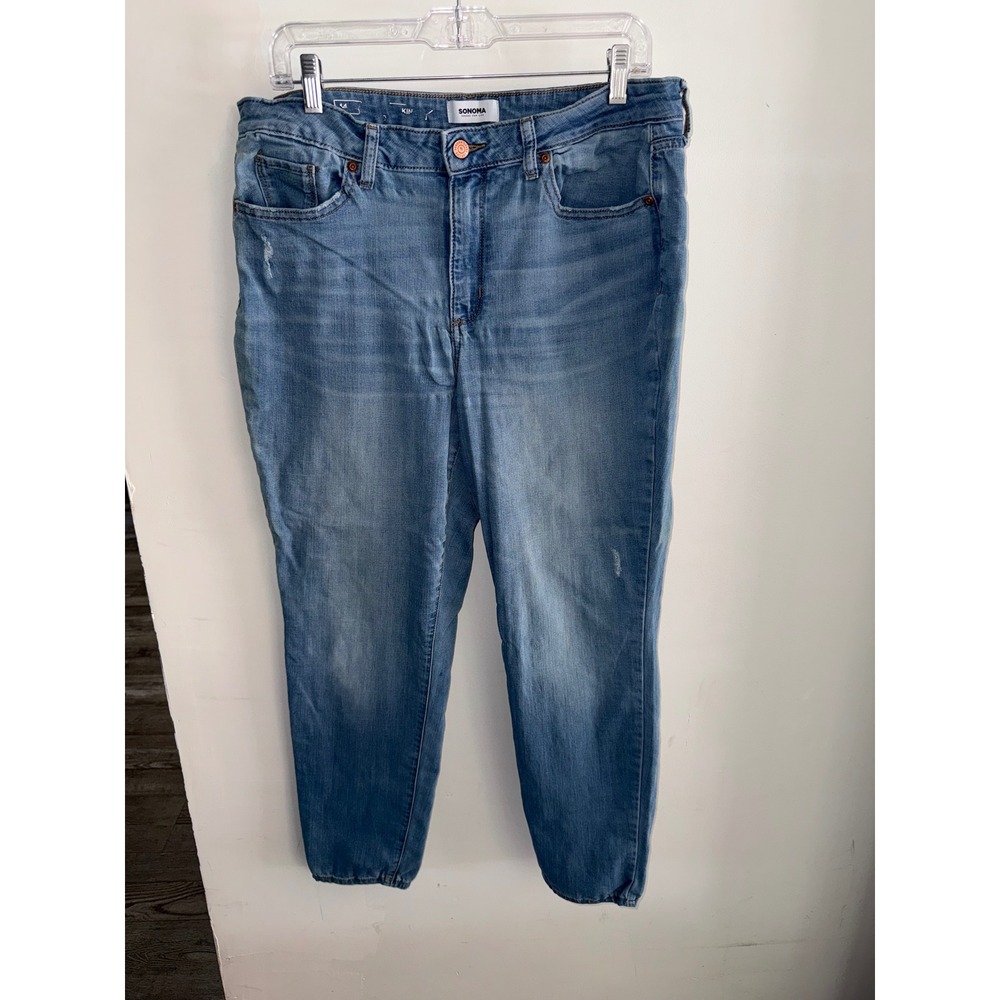 Sonoma Goods For Life Kim High Rise Skinny Jeans Light Wash Distressed Blue 14